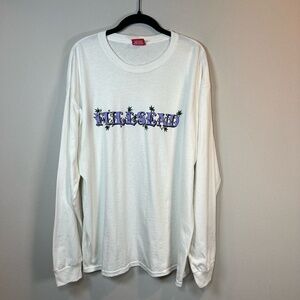 Full Send Nelk Boys Long Sleeve Shirt White Spell Out Cannabis Leaves Mens Sz XL